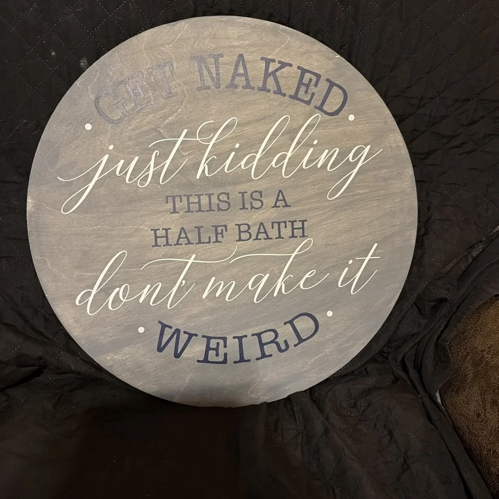Bathroom Farmhouse Door/Wall Sign‎ Hanger Wreath Round Plaque 12